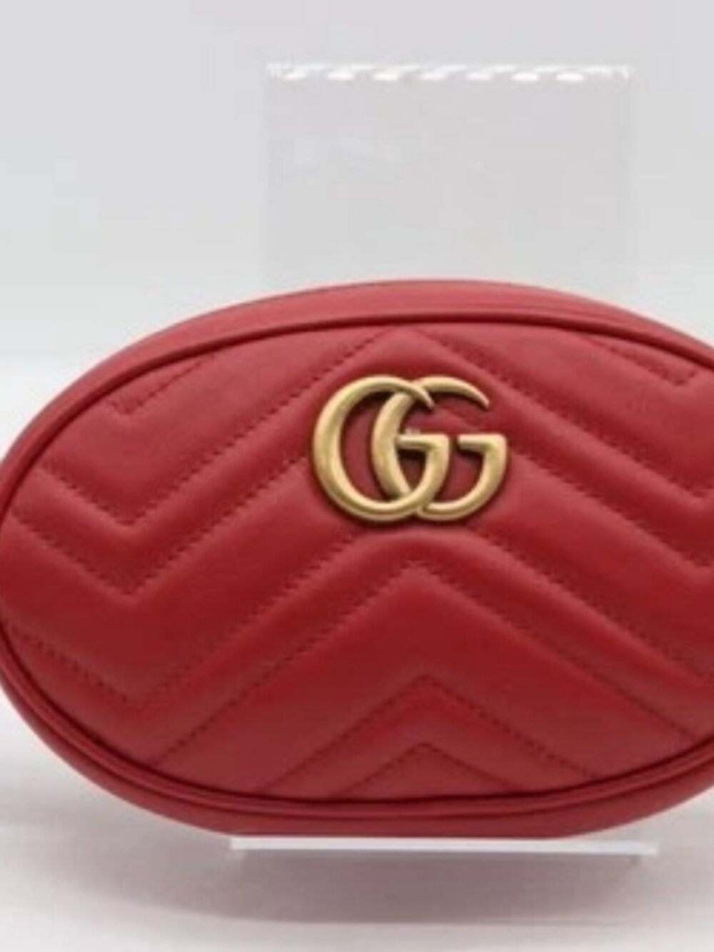 GUCCI Calfskin Matelasse GG Marmont Belt Bag - Hibiscus Red Size 95